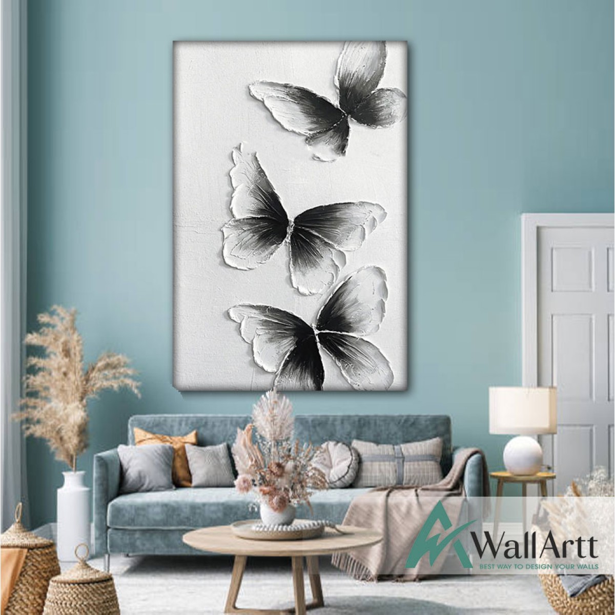 Abstract Black Butterfly 3d Heavy Textured Partial Oil Painting